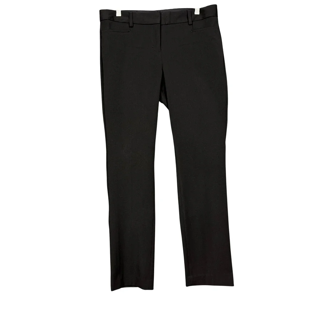 Express Columnist Dress Pants Women 6R Black Straight Leg Mid Rise Stretch Work